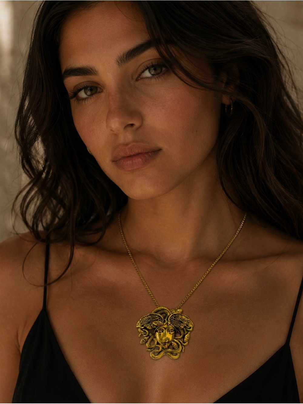Gold Medusa Snake Head Pendant/Brooch  - Women Jewelry